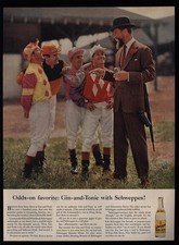 1956 Horse Racing Jockey's - Man Drinking SCHWEPPES - Jockey - VINTAGE AD