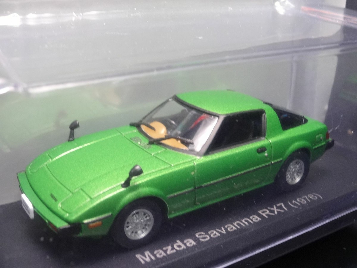 Mazda Savanna RX7 1978 Green 1/43 Scale Box Mini Car Display