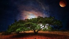 Landscape nature trees stars art space sky Custom Gaming Mat Desk