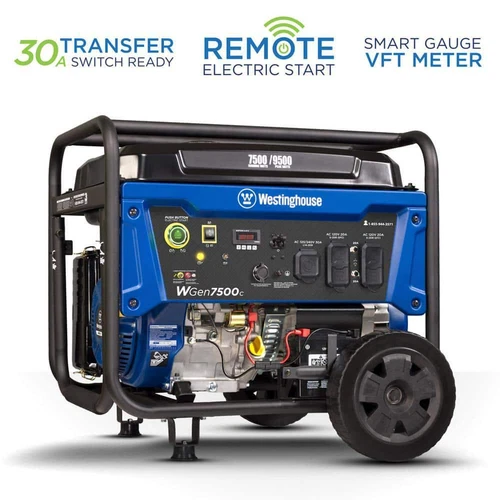 Westinghouse Portable Gas Generator 9500W/7500W Electric/Remote Start, CO Sensor