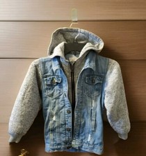 LJYH Kids Distressed Light Denim Hooded Trucker Jacket 7-8 Years