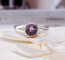 925 Sterling Silver Handmade Statement Amethyst Stone Beautiful Woman Ring R23