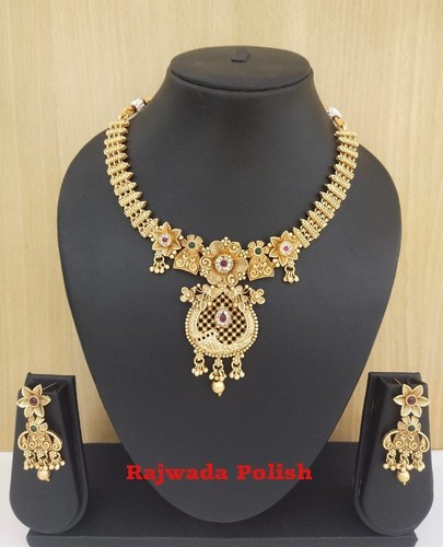Ensemble De Bijoux Bollywood – Collier Ras Du Cou, Boucles, Charmes – Plaqué Or – Inde