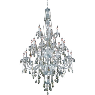 Chandelier Golden Teak Crystal 25 Light Fixture Large Chrome Foyer Dining 68''