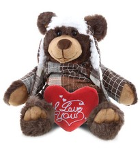 PLUSH I LOVE YOU RED HEART - SUPER SOFT PLUSH WITH CLOTHES - BROWN BEAR