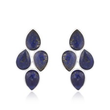 925 Sterling Fine Silver Lapis Gemstone Dangle Handmade Earrings Jewelry