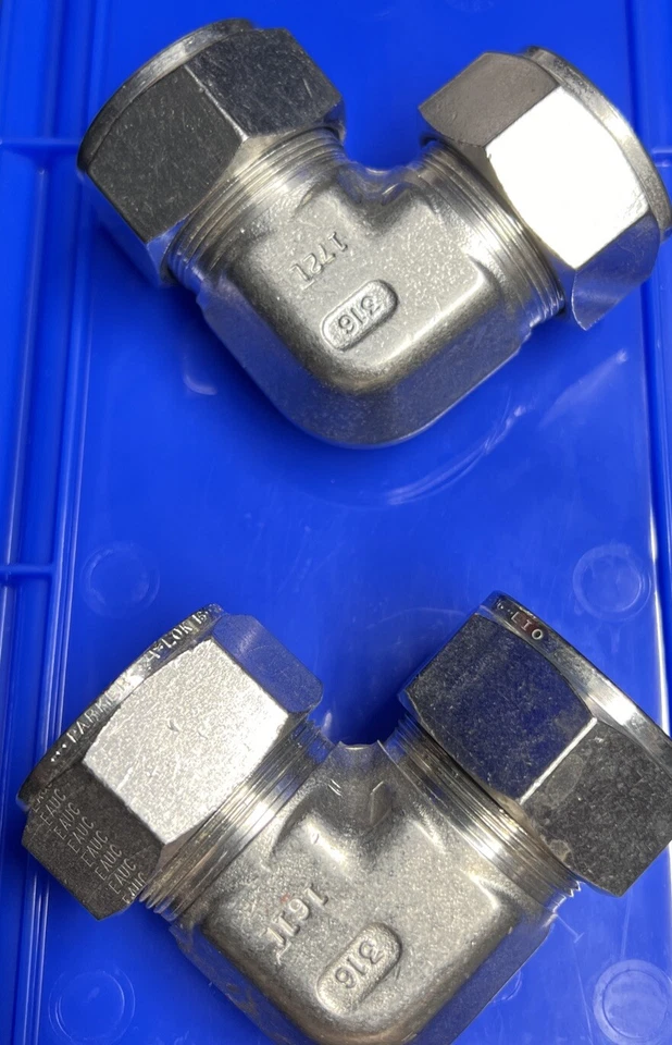 LOTE DE 2 ACCESORIOS TUBO PARKER 90° CODO 1" 316 Foto 3 de 4