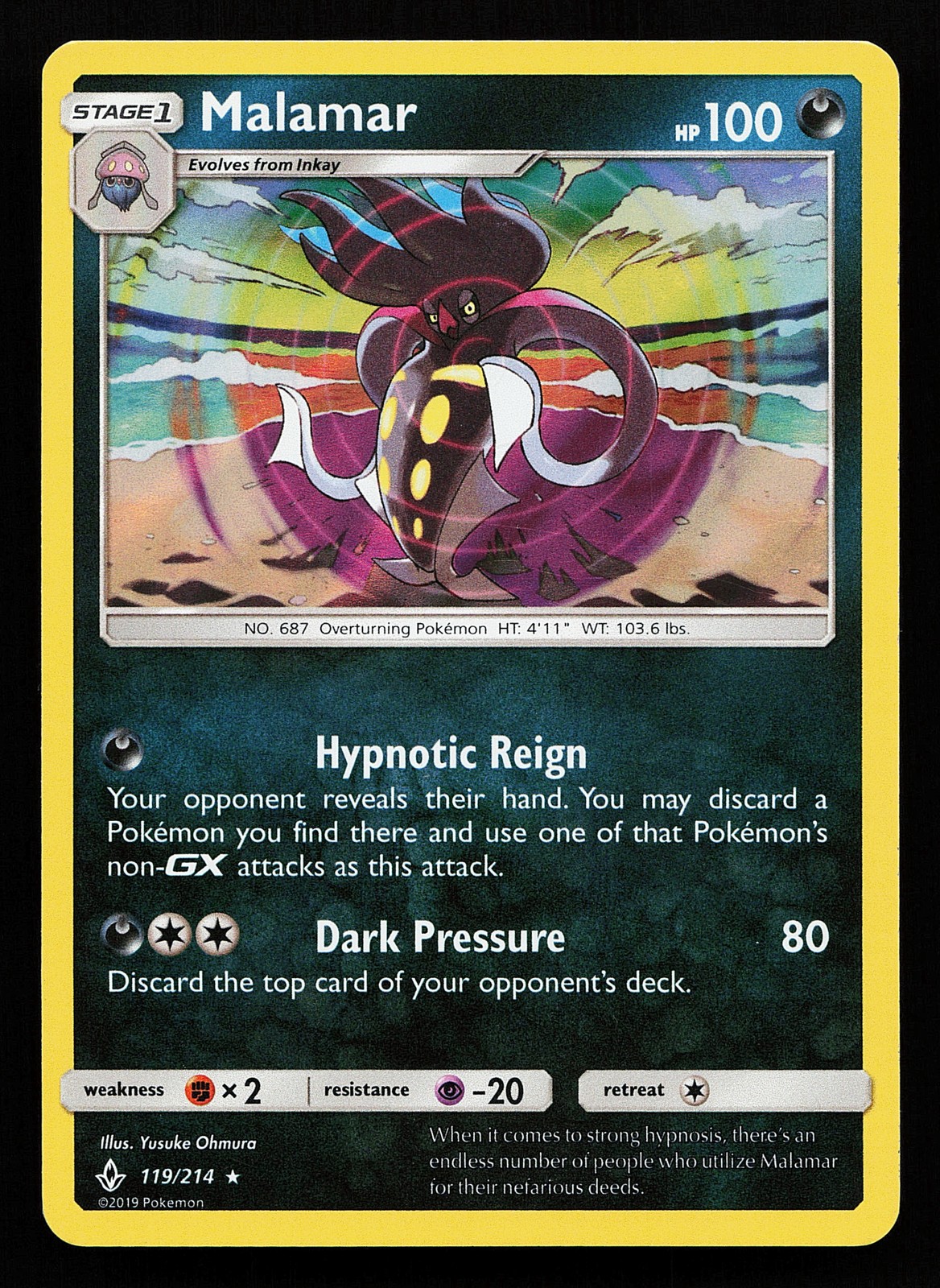 Malamar 119/214 Holo Rare Unbroken Bonds Pokémon Card