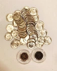 1961 Roosevelt Dimes 50 Brilliant Uncirculated 90% Silver 2 End Of Roll Toners