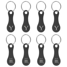 8Pcs Stainless Steel Shopping Trolley Token, Black Letter Y Grocery Cart
