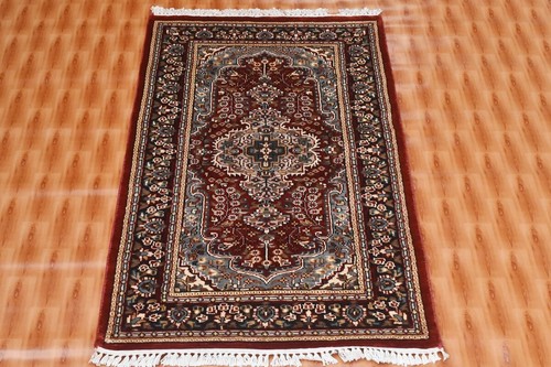 Red Hand Knotted Silk Traditional Living Room Rug Oriental Rugs 2.6x4 ...