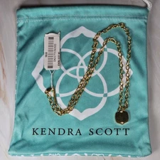 Kendra Scott Davis Chain Link Pendant Necklace 18k Gold Vermeil HTF NWT