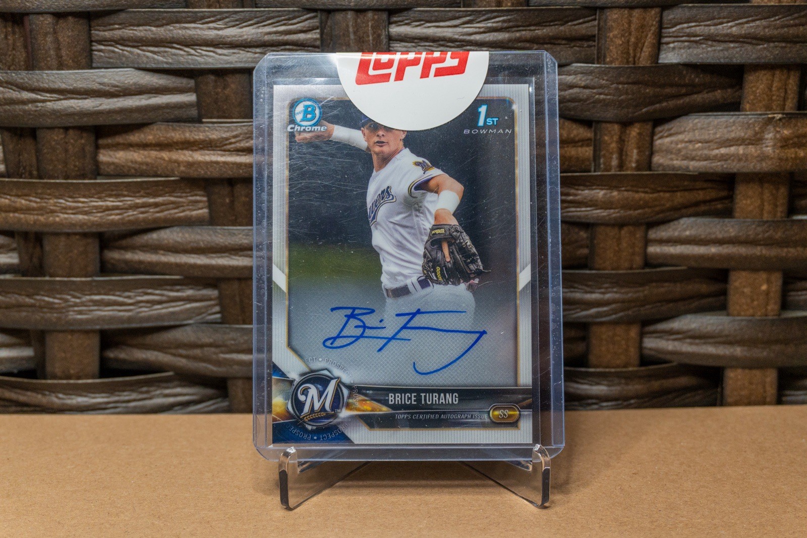 2018 Bowman Draft Chrome Autograph 1st Bowman Brice Turang Milwaukee Brewers