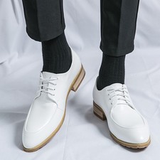Men's Leather Pointed Toe Lace Up Business Formal Dress Shoes Wedding Oxfords