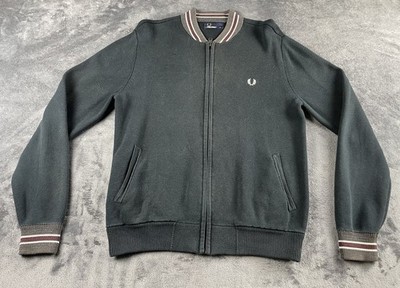 Fred Perry Bomber Cardigan Men s Medium Blue Black Full Zip Mod Scooter