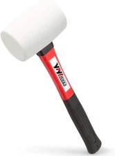 YIYITOOLS Rubber Hammer, 16oz rubber mallet With fiberglass 16oz, White 