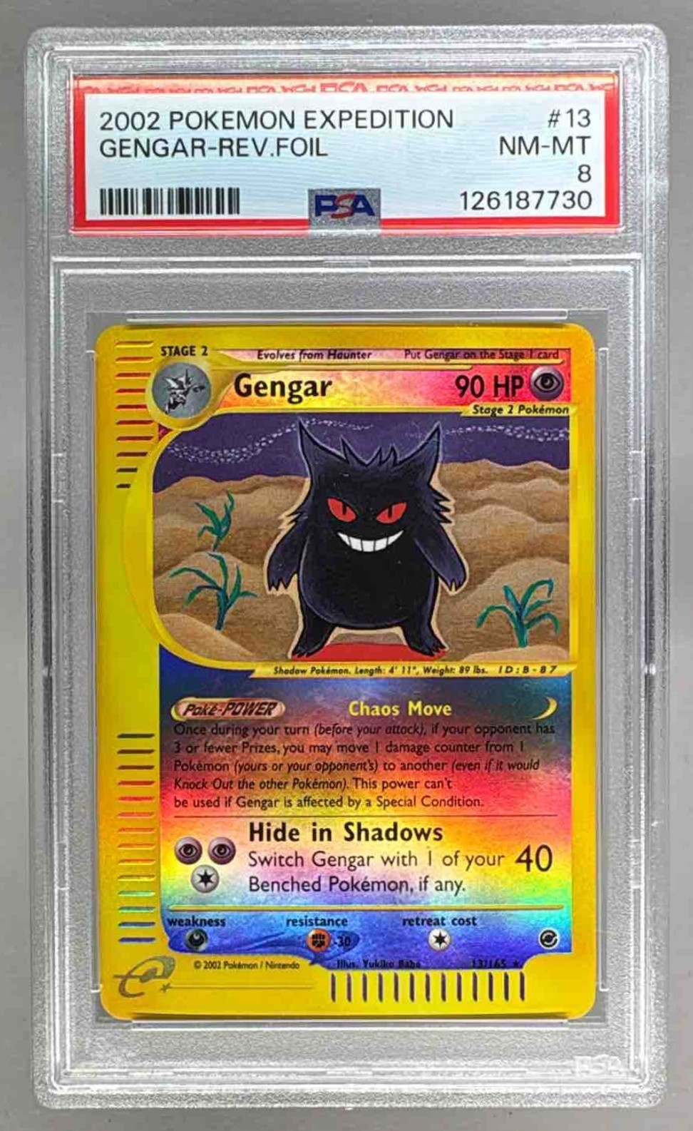 126187730 Gengar 2002 Pokemon Expedition #13 Reverse Holo PSA 8
