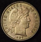 1907-S 10C BARBER SILVER DIME SAN FRANCISCO MINT US COIN