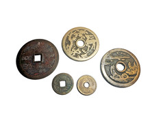 Antique Chinese Cash Coins Qing Dynasty & Republic Bronze Charm Coin Lot