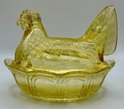 Vintage Fenton Glass Buttercup Hen On Nest 5.5”
