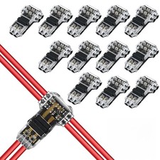 T Tap Wire Connectors, 3 Way 2 Pin Low Voltage Wire Splice Connectors for 16-20