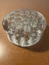 VTG Heavy Clear Glass 19 Hole Flower Frog Holder DOMED Nice 3.5  By 1.75  