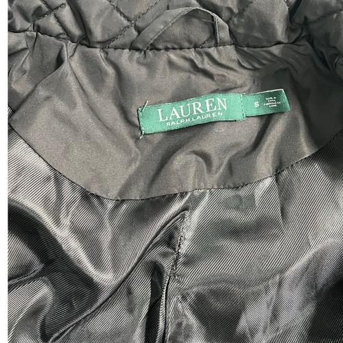 LAUREN RALPH LAUREN Quilted Jacket Black Faux Leather Trim Full Zip Size 10 - Picture 6 of 10