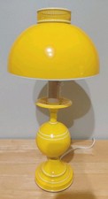 Vintage MCM Metal Table Lamp Yellow Underwriters Labs Works 17" tall