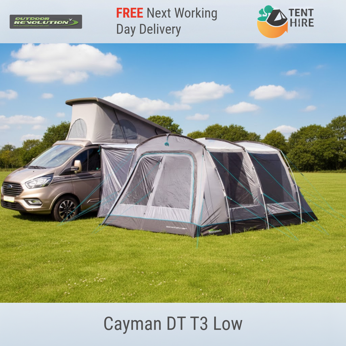 Outdoor Revolution Cayman T3 DT LOW (Inc Footprint) Driveaway Awning Vw T2 T4 T5