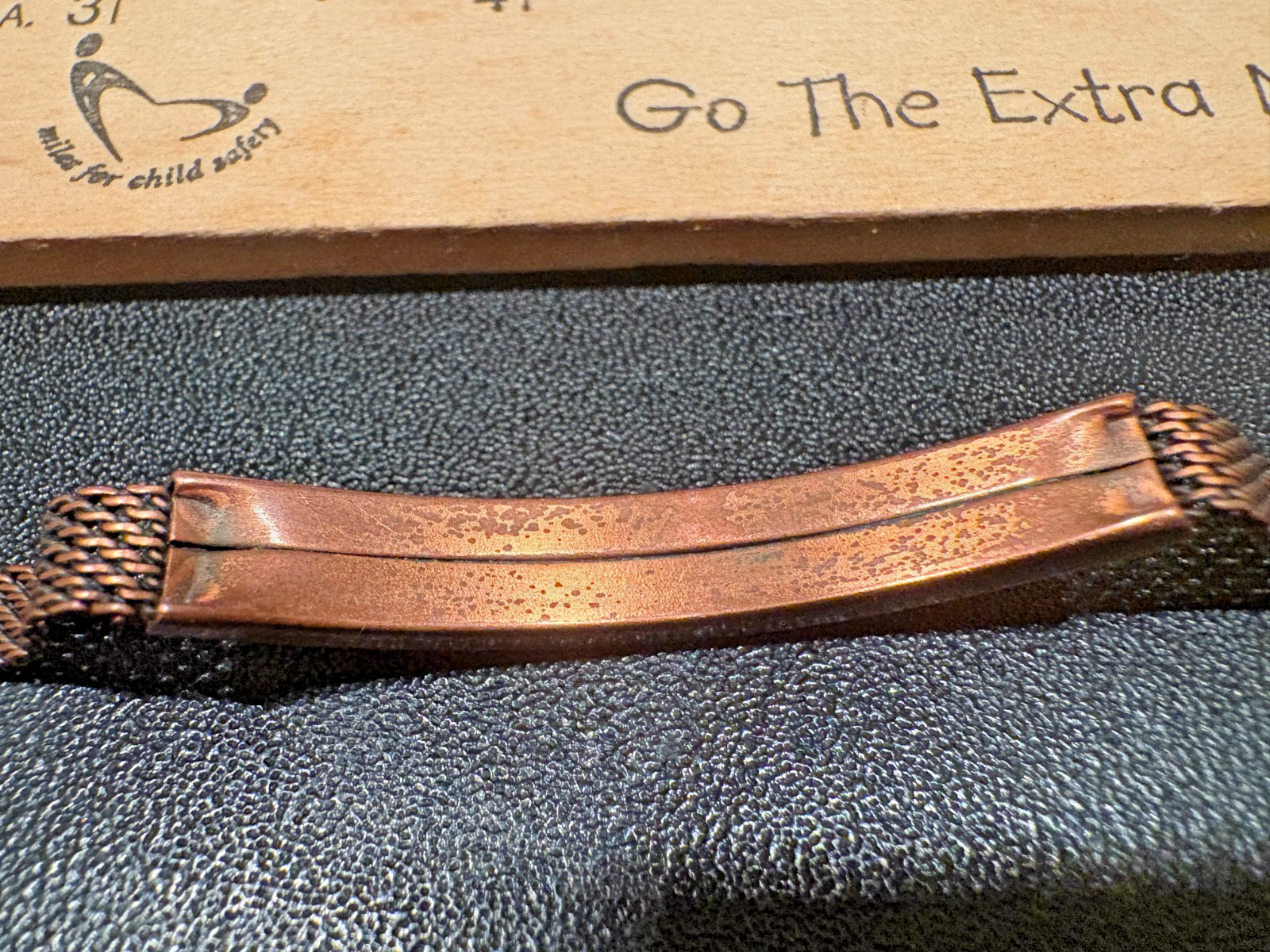Vintage solid copper bracelet with braided band, … - image 7