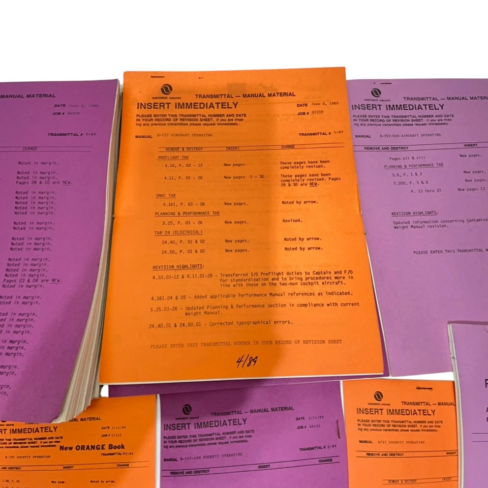 Lote de 13 Insertar Literatura de Franquicia de Negocios de Aerolíneas del Noroeste Inmediatamente Foto 4 de 4