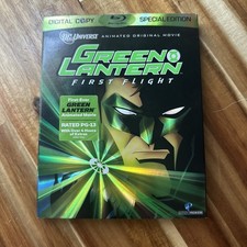 DC UNIVERSE GREEN LANTERN FIRST FLIGHT BLU RAY + RARE OOP SLIPCOVER + GREEN CASE