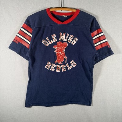 Vintage 80 s Bike Ole Miss Rebels Football Jersey Medium Navy Red