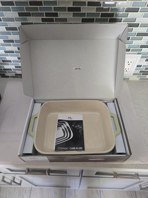 STAUB Ceramique Rectangular Gratin Baking Dish 10.5 x7.5  2.5qt Light Green NEW