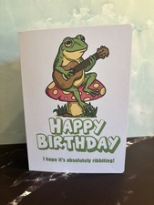 Happy Birthday frog guitar absolutely ribbiting 5x7 inch A7 Card with Envelope
