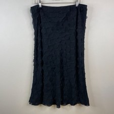 Ralph Lauren LRL 3D Silk Cocktail Party Midi Skirt Xlarge Flowy Chiffon Neutral