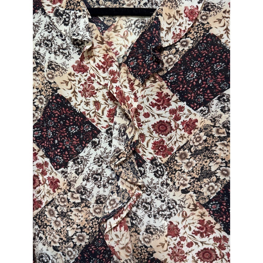 Boho Patchwork Lightweight Button Down Blouse Siz… - image 2