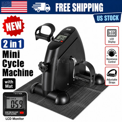 Mini Exercise Bike Pedal Exerciser Under Desk Cycle LCD Rehab Arm Leg Trainer