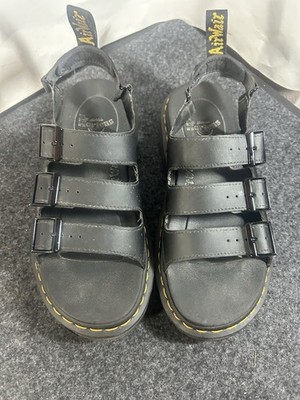 ドクターマーチン Dr.Martens SOLOMAN SANDALS Dr. Martens Soloman Men Sz 8 Black Hydro Leather Open Toe Buckle
