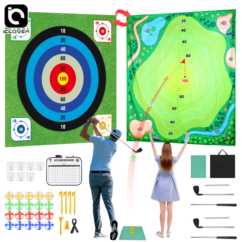Battle Golf Chipping Game Mat Set Adults Kids Practice Indoor Outdoor Backyard