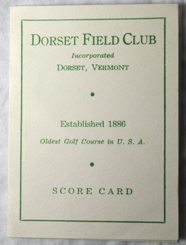 Vintage Dorset Field Club Unused Scorecard Dorset Vermont Oldest Golf Course USA