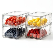4 Pack Stackable Storage Drawers with 4Pack 4.4"H-with Dividers, clear