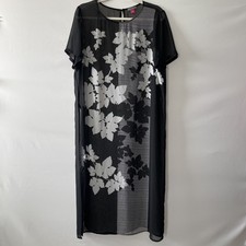Vince Camuto Floral Design Sheer/Chiffon Overlay Midi Dress Size L