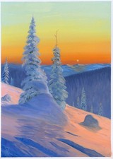 quadro originale A4 37PhO opera d'arte dipinti ad olio paesaggio invernale moderno