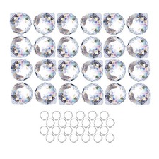 24pcs Clear Crystal Ball Prism Suncatcher Rainbow Pendants 20mm, 20mm