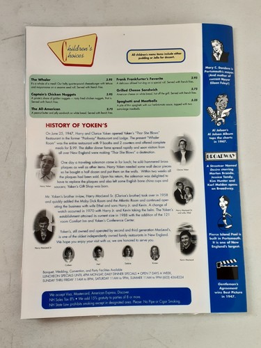 Vintage 1997 Yoken's Restaurant Menu Thar She Blows 50 Year Anniversary RARE 925 - Bild 2 von 12