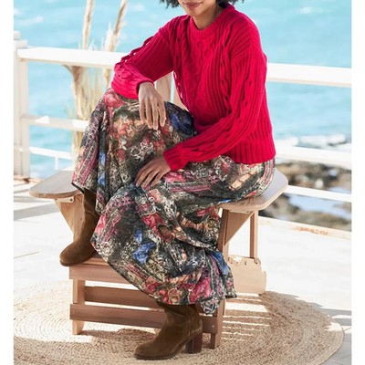 Rock Heine Print schoko rot bedruckt maxi Gr 40 42 44