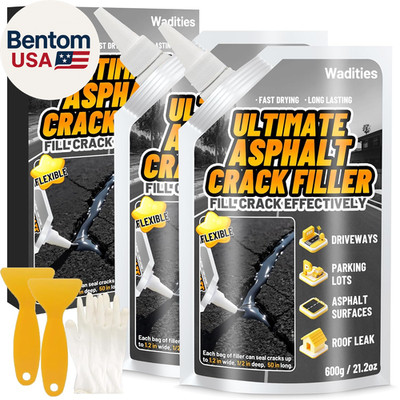 Asphalt Crack Filler, 2.65LB High Elasticity Cement Crack Filler, Self Leveling
