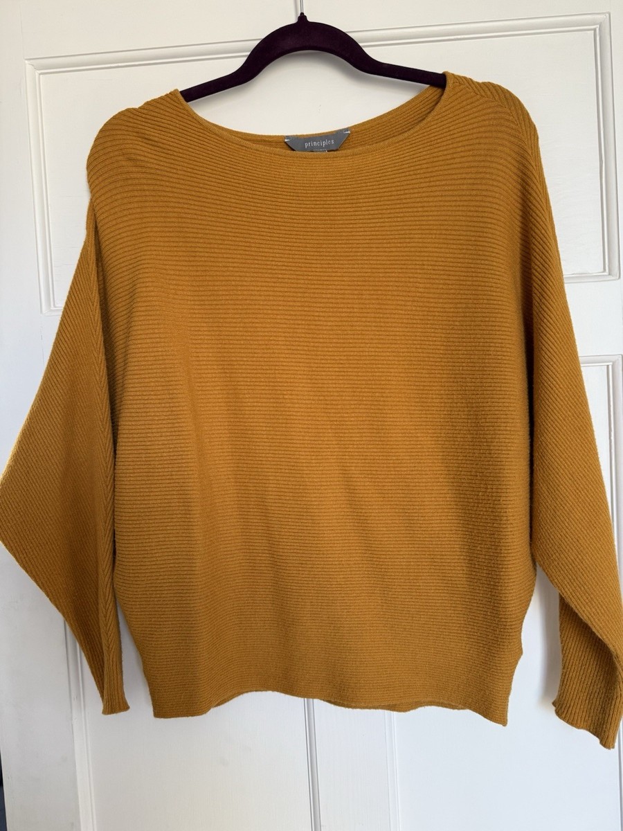 Principles Mustard Yellow Batwing Ribbed Size Medium UK