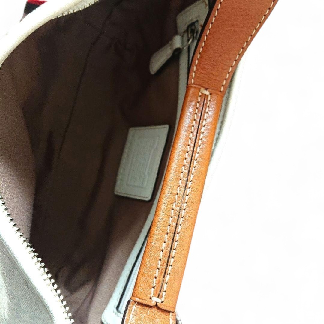 COACH シグネチャー ワンショルダーバッグ 6351　Y2K　ホーボー COACH 6351 Signature Hobo Bag White Jacquard Leather Y2K